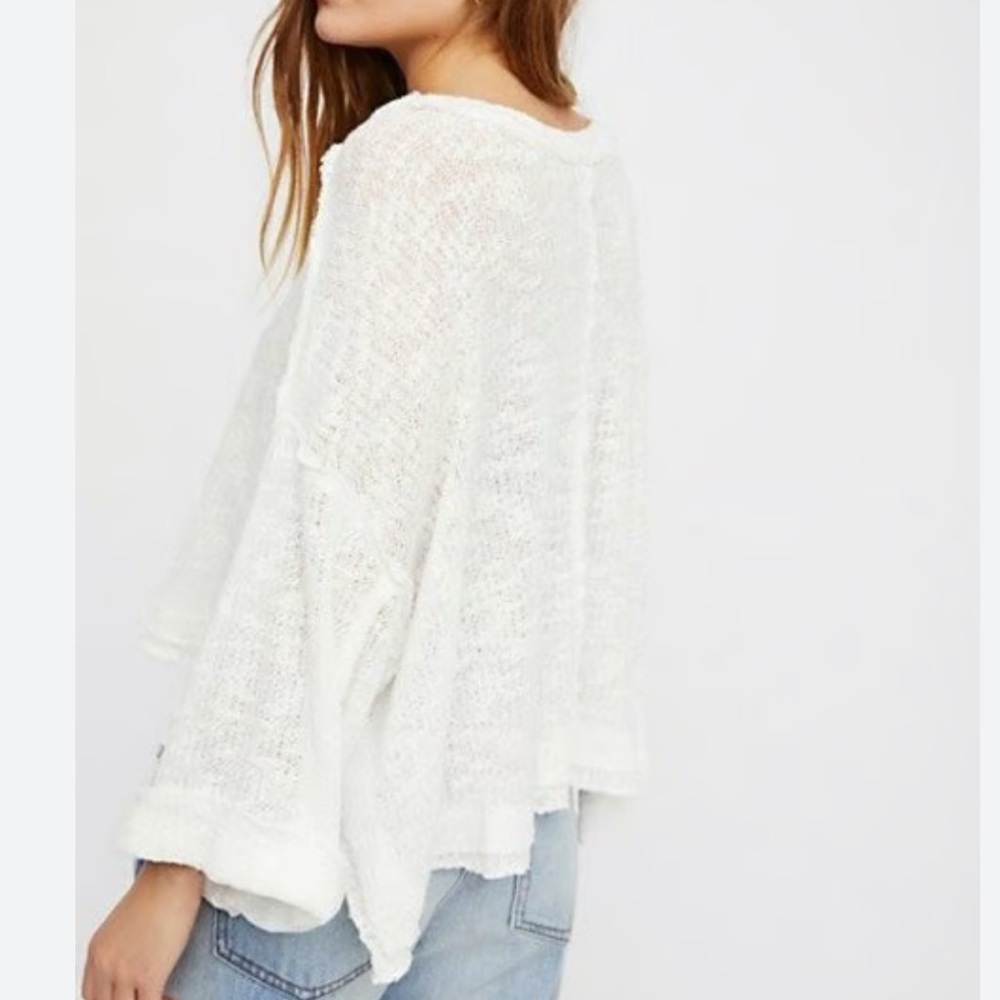 We The Free Womens Island Girl Sweater White‎ L Oversized Boho Festival Beachy - Picture 16 of 16
